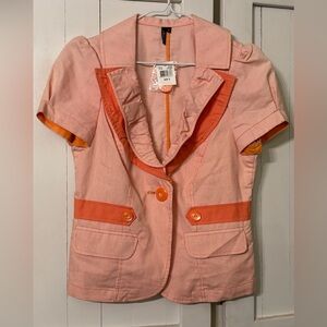 Ambition Orange and White Striped Blazer